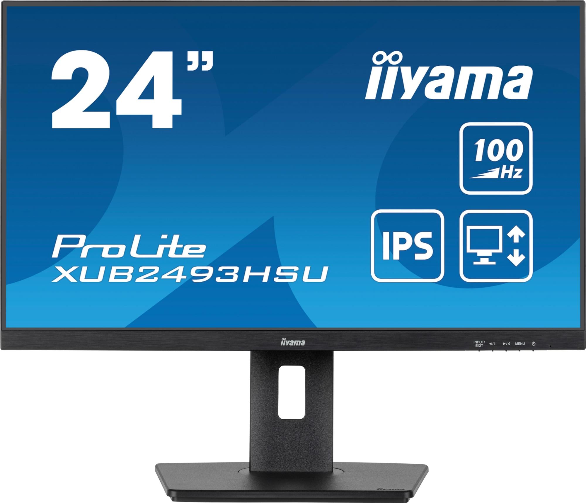 iiyama ProLite XUB2493HSU-B6 24 1920 x 1080 (Full HD) HDMI DisplayPort 100Hz Pivot Skærm Iiyama