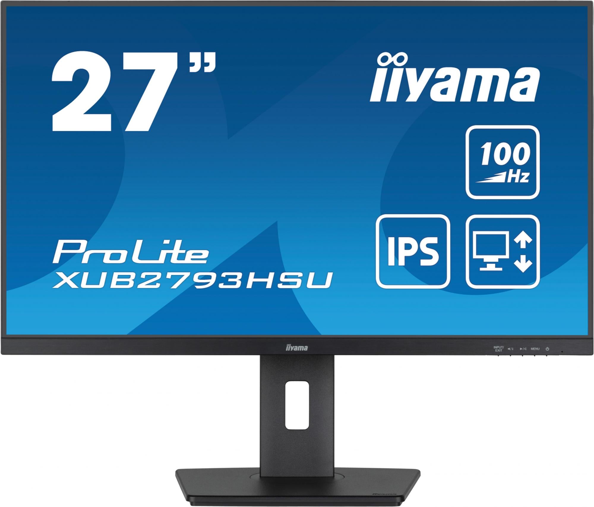 iiyama ProLite XUB2793HSU-B6 27 1920 x 1080 (Full HD) HDMI DisplayPort 100Hz Pivot Skærm Iiyama