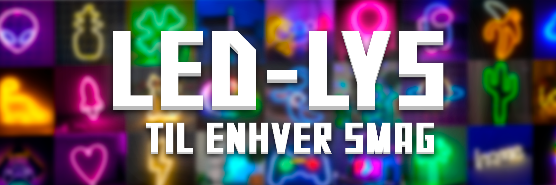 banner til kollektion med LED RGB lys til gaming setuppet i bred format