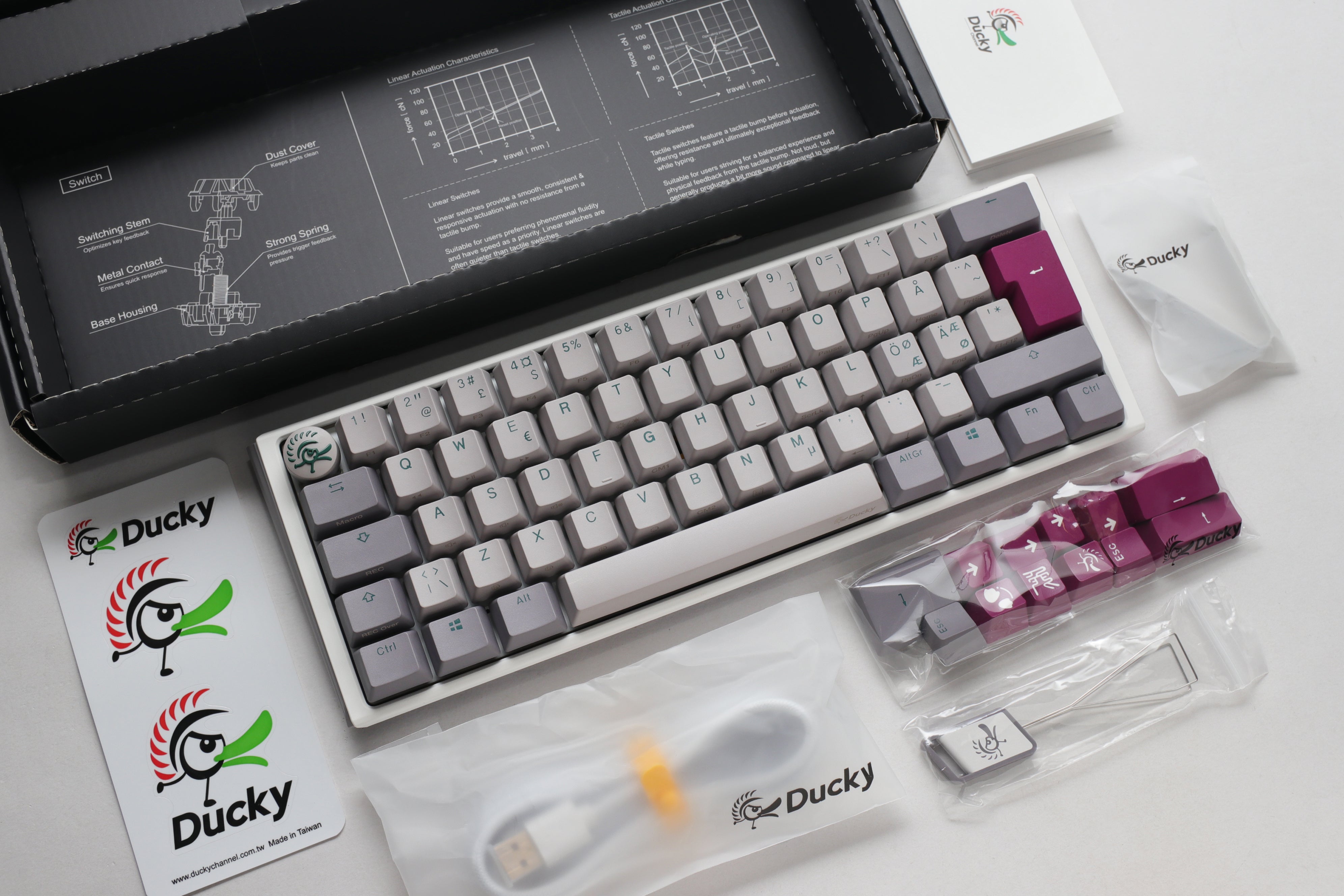 Ducky One 3 - Mist Nordic - Mini 60% - Cherry Red - RGB