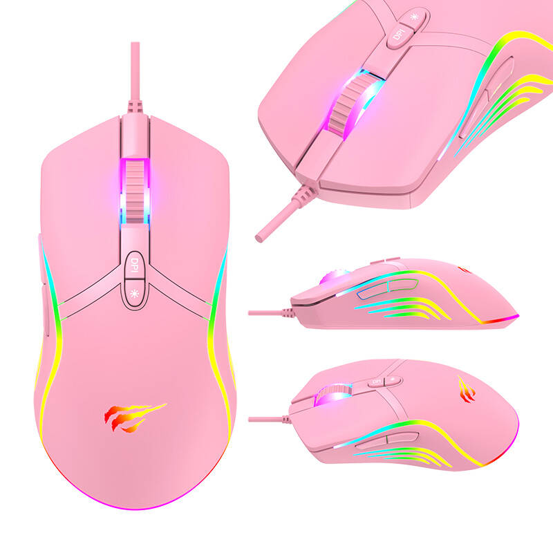 Gaming mouse Havit MS1026 RGB 1000-6400 DPI (pink) Havit