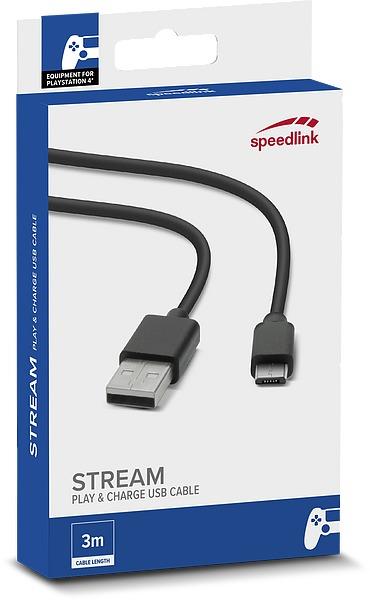 SpeedLink STREAM Play & Charge USB Cable - for PS4, black