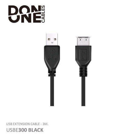 DON ONE CABLES - USBE300 BLACK - USB FORLÆNGER KABEL - 300CM DON ONE