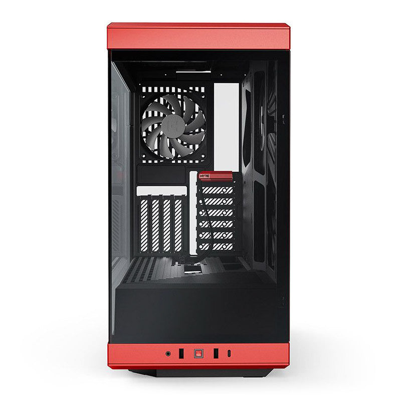HYTE Y40 Red Miditower - Panoramic Glass Veil, included PCIe 4.0 riser cable, 2 included fans