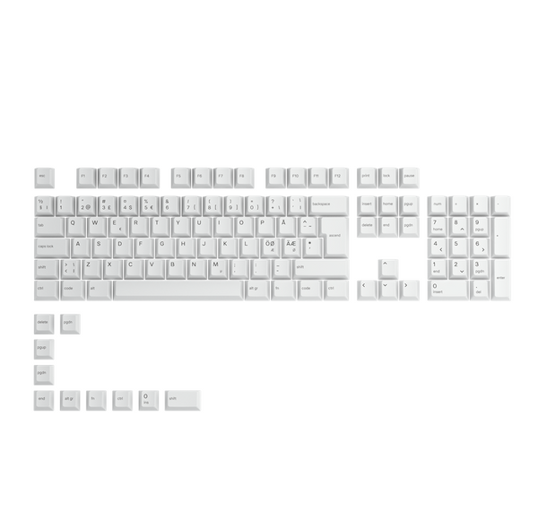 Glorious GPBT Keycaps - 115 PBT keycaps, ISO, Nordic-Layout, Arctic White Glorious